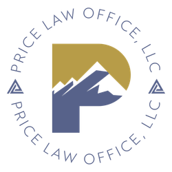 The logo for price law office , llc is a circle with a mountain in the middle.