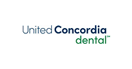 United Concordia dental logo, text in blue and green.