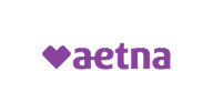 Aetna logo: purple heart symbol and text, 
