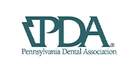 Logo for the Pennsylvania Dental Association in teal with stylized 