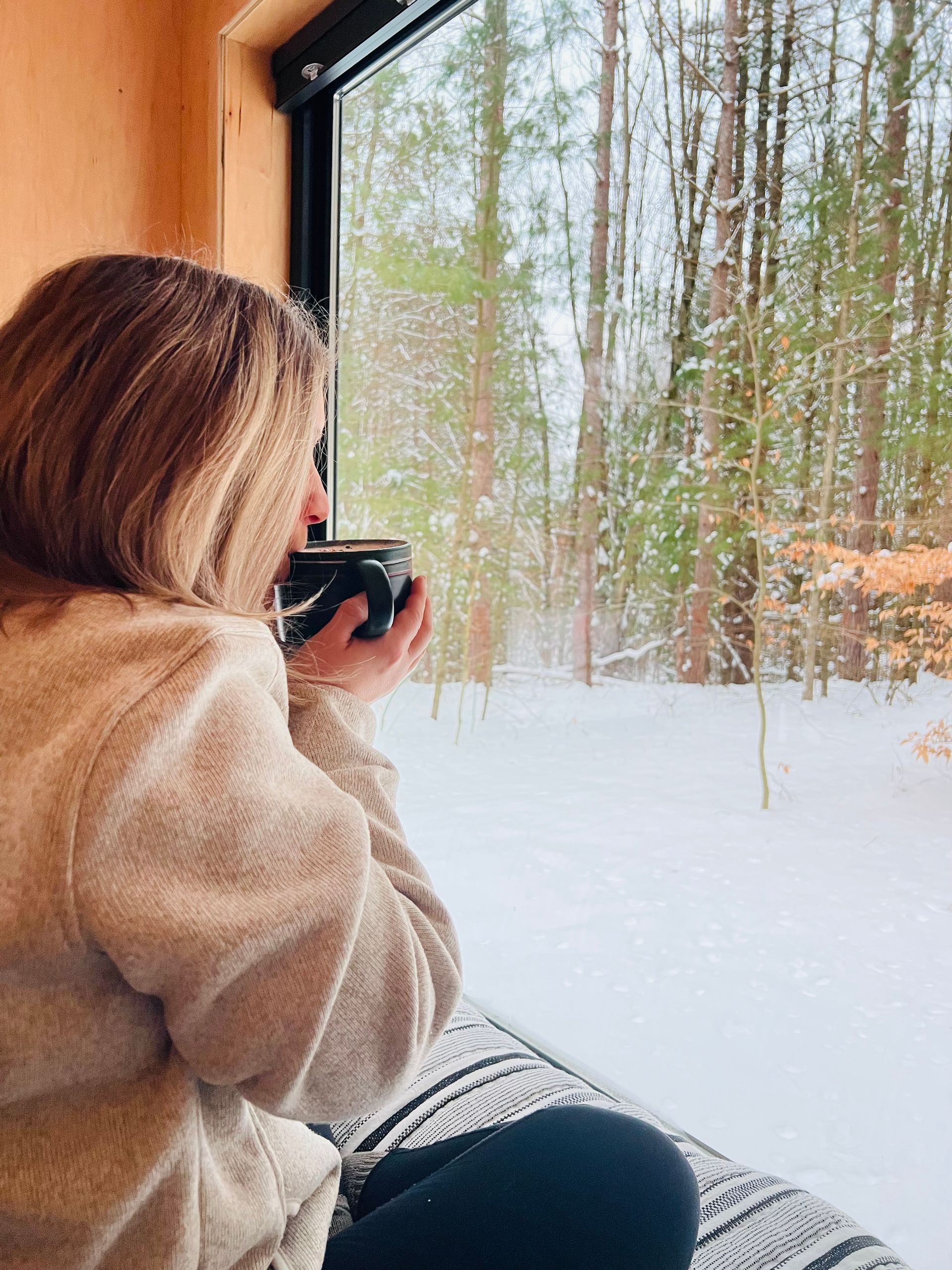 Natures escapes showcasing Michelle enjoy hot chocolate
