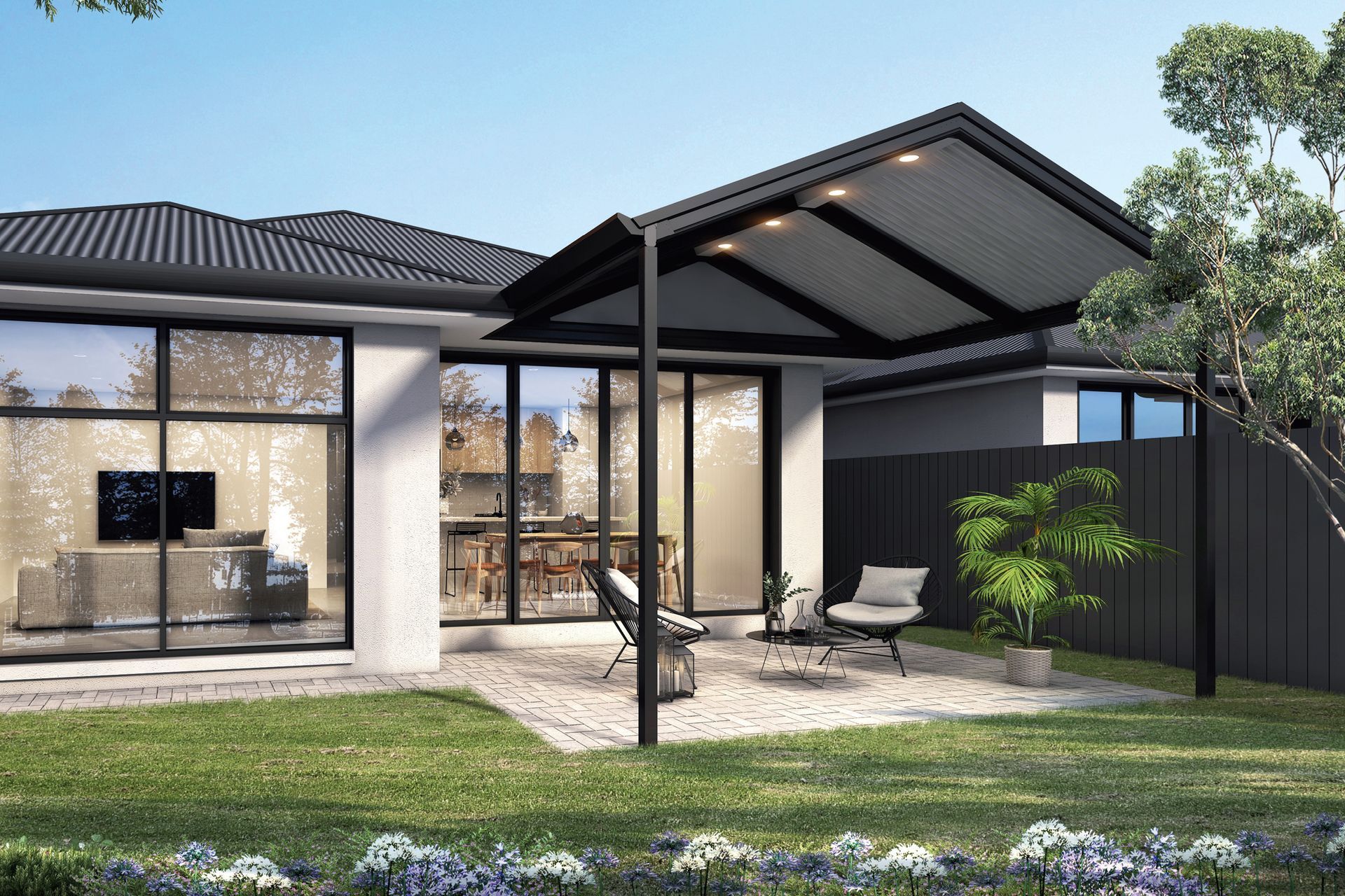 Brick Home with Covered Patio, Green Lawn — Precision Patios Toowoomba In Toowoomba, QLD