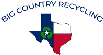 The logo for Big Country Recycling features the Texas flag with a green recycling symbol on the blue section.