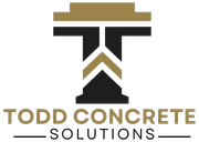 Logo for Todd Concrete Solutions: a stylized "T" in white and gold on a black background.