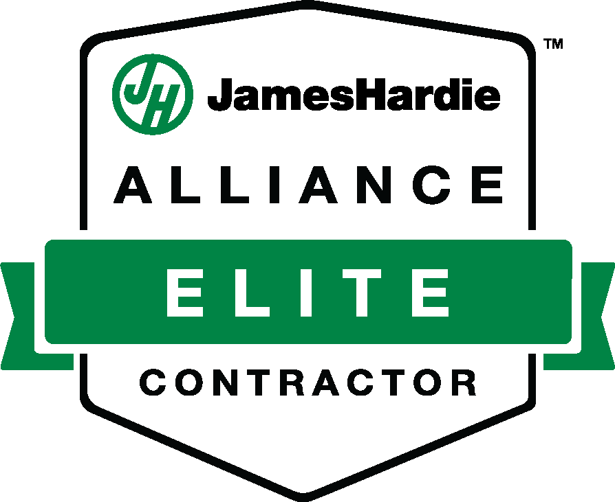 James Hardie Alliance Elite Contractor badge logo in green and black with shield design