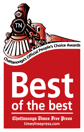 Chattanooga Times Free Press Best of the Best award logo featuring a red steam train illustration on a white background.