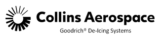A black and white logo for collins aerospace goodrich de-icing systems