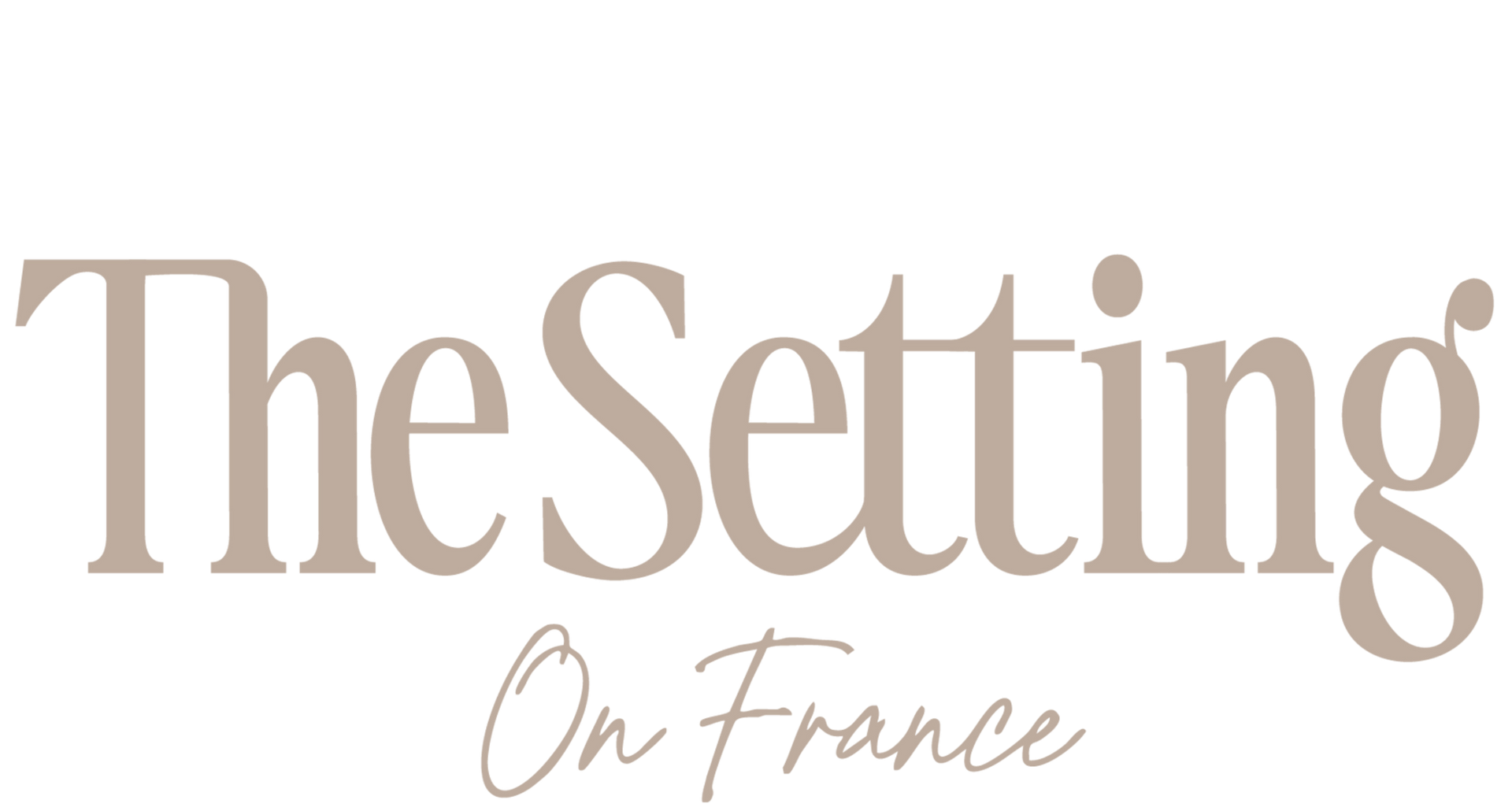 The Setting on France logo in beige and cursive text on a white background