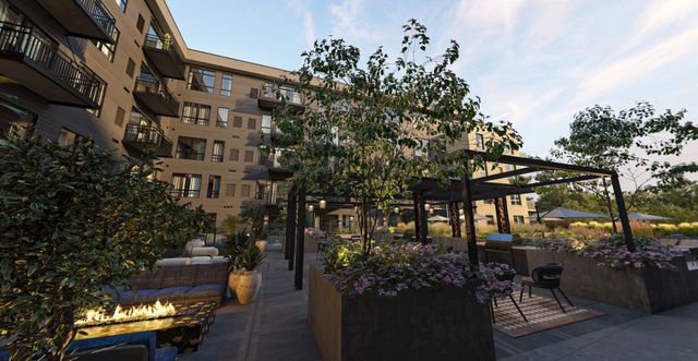 Courtyard pergola with grills and planters