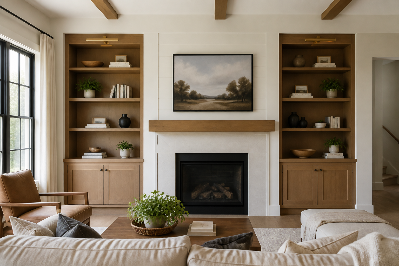 Custom Built in Shelves in Living Space in Dublin, OH