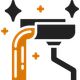 Stylized black-and-orange window squeegee icon with sparkles on a white background