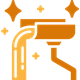 Orange hair dryer icon with sparkles, symbolizing cleaning or styling.