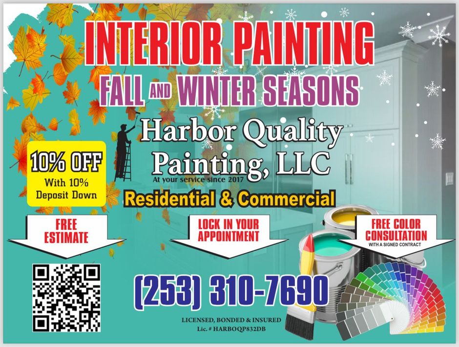 Image of 10% discount for fall and winter interior painting services.