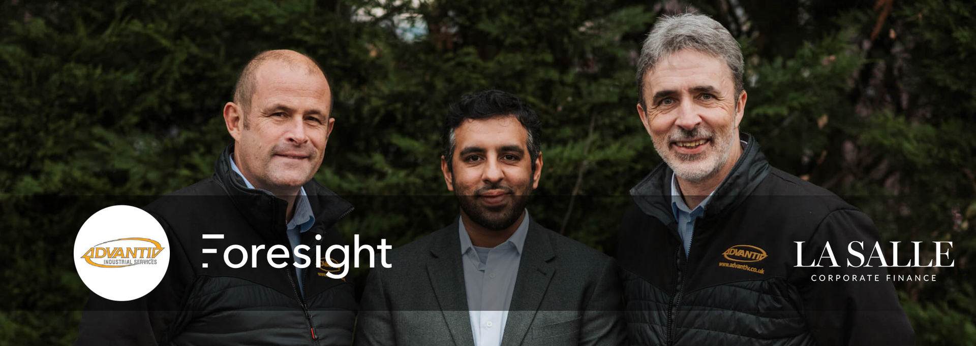 Three men in suits standing outdoors with Foresight and La Salle logos overlaid.
