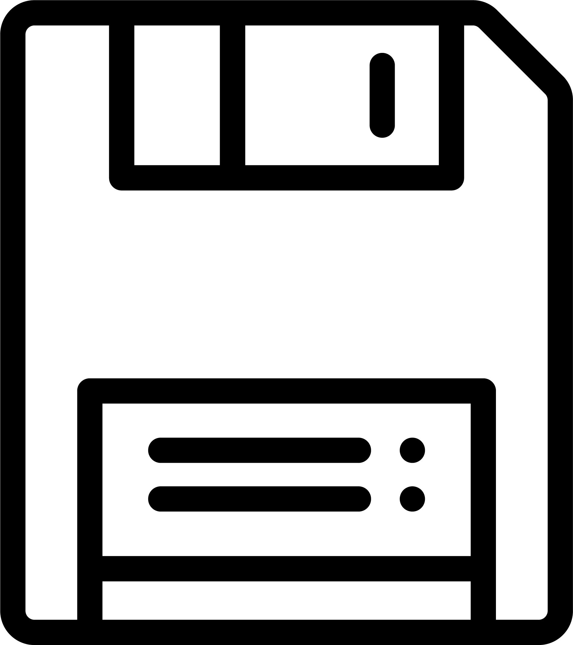 Black-and-white floppy disk save icon