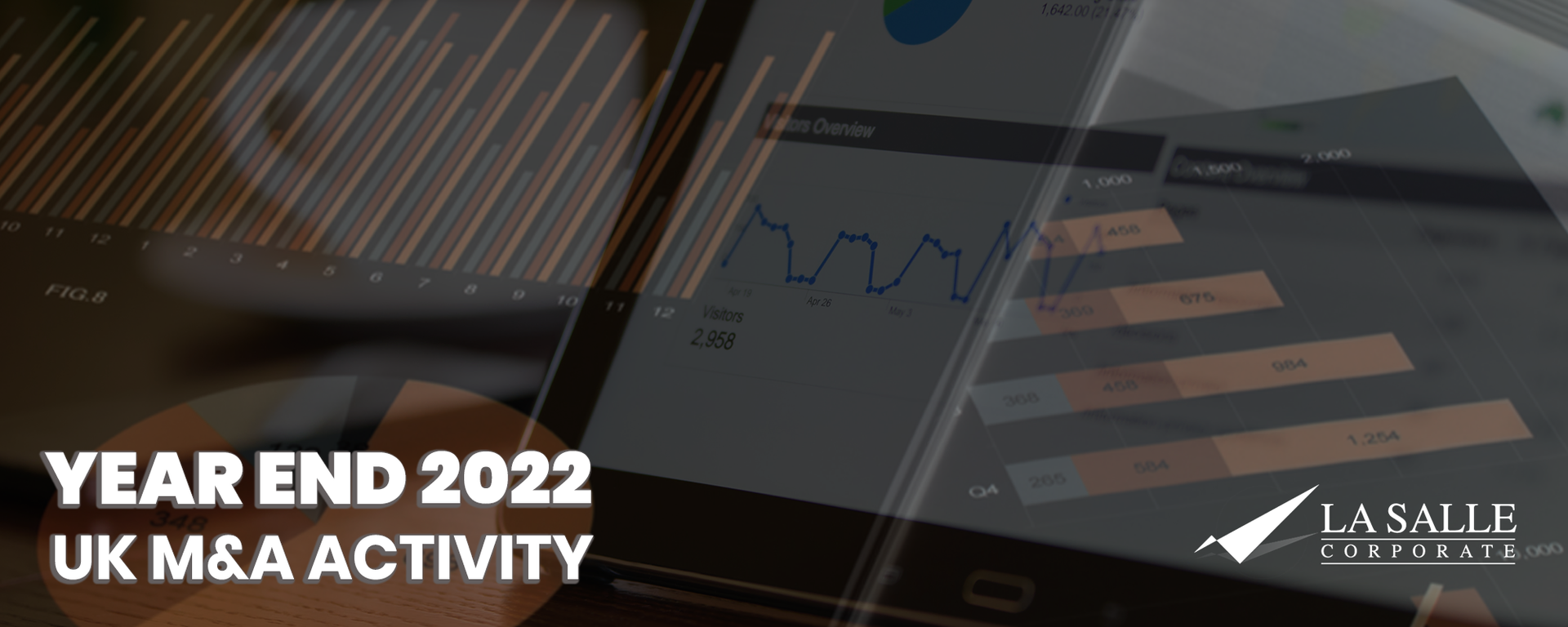 Report cover reading “Year End 2022 UK M&A Activity” over financial charts with LaSalle branding