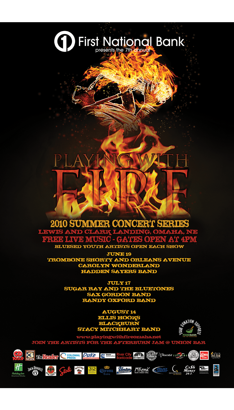 A poster for a concert sponsored by first national bank