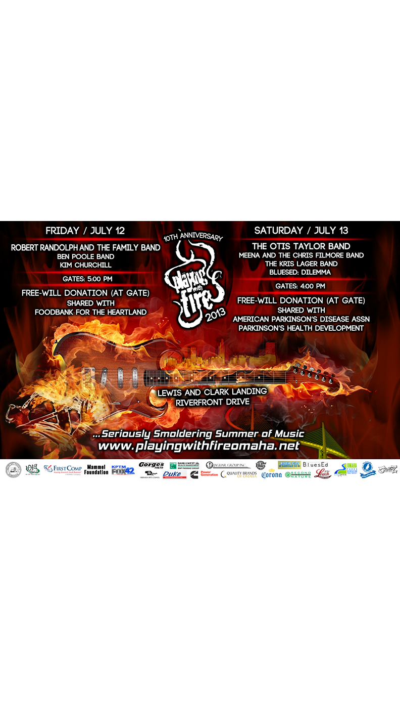 A poster for a concert with a lot of fire on it.