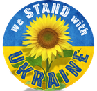 A sticker that says we stand with ukraine