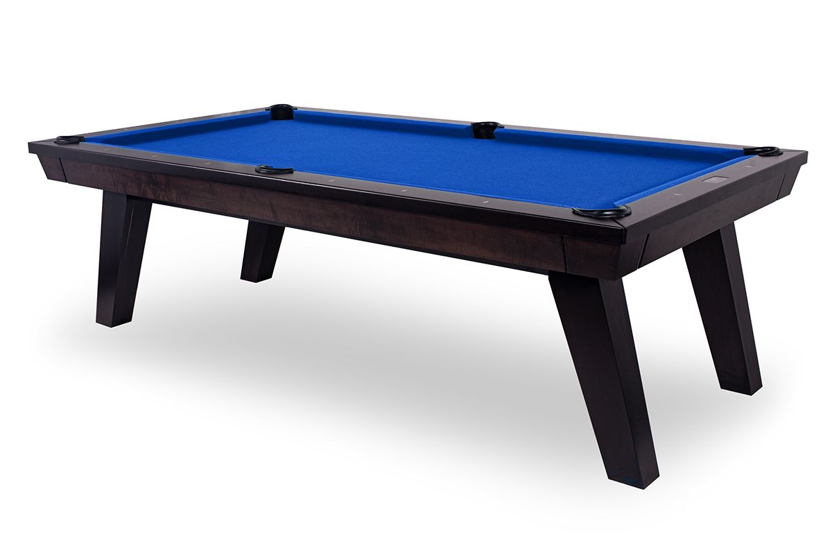 Blue-felt pool table on a white background