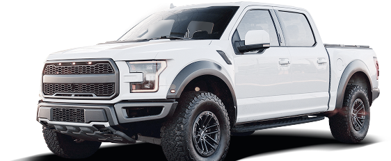 White lifted pickup truck on a plain background, shown in three-quarter front view | Heritage Service Centre