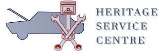 Heritage Service Centre logo with blue car silhouette and red crossed wrench and screwdriver