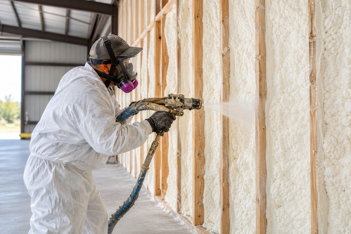 Commercial spray foam insulation installation in Mission, TX.

