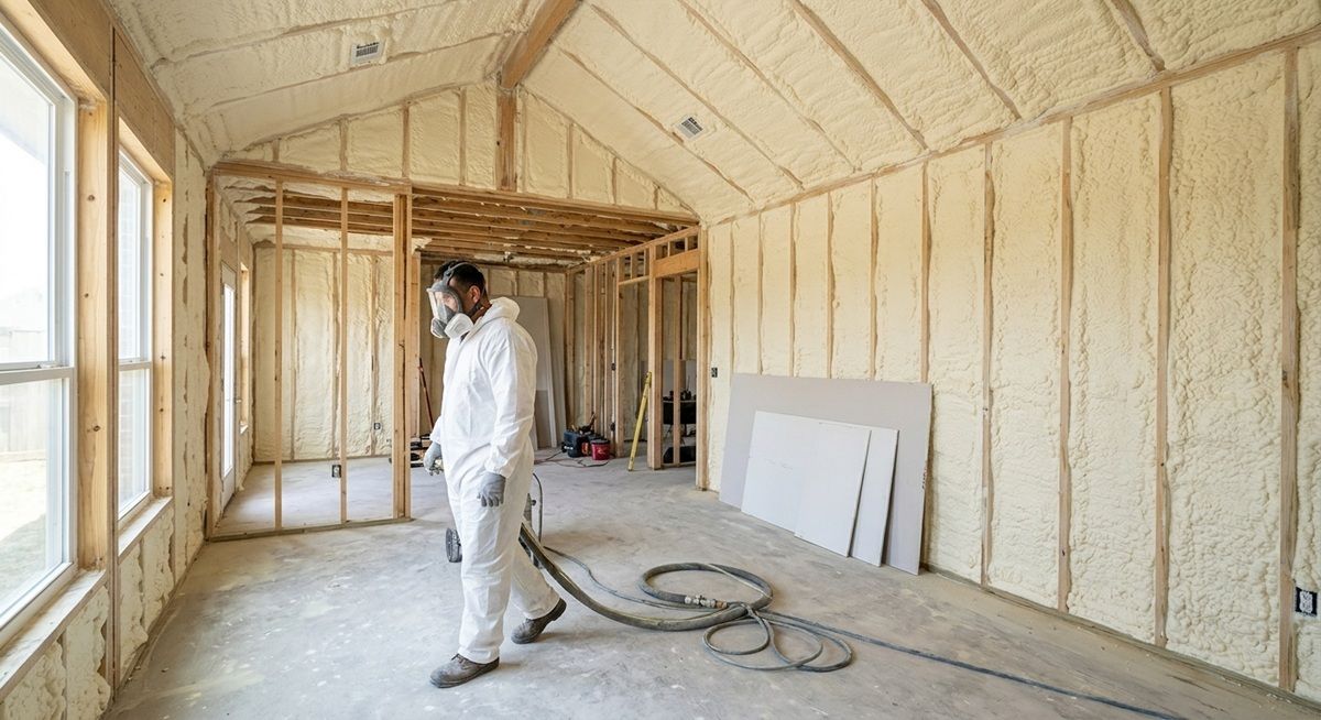 Open cell spray foam insulation in Mission, TX.