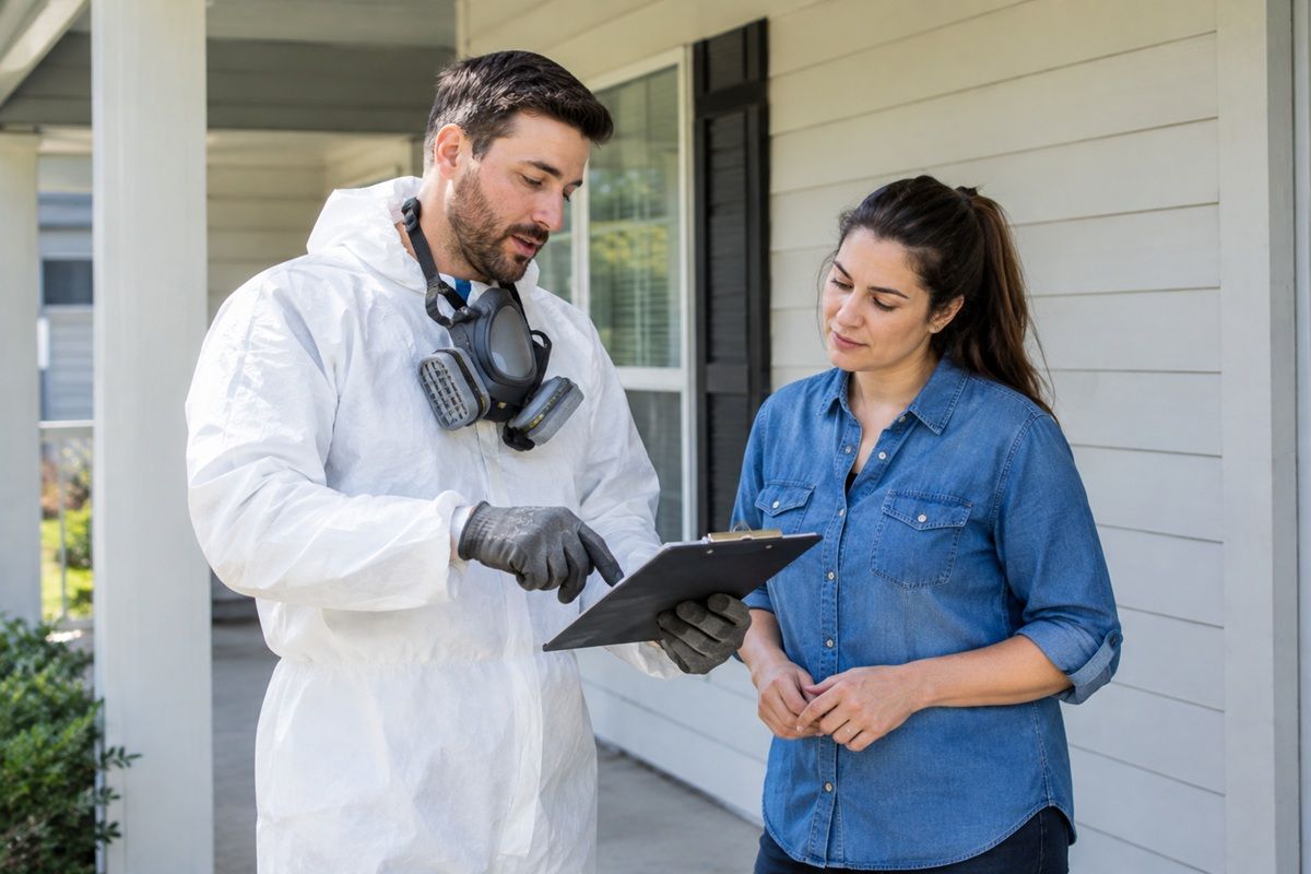 Contractor discussing insulation plans with a homeowner