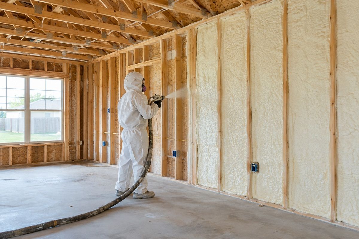Wall cavity spray foam insulation project 
