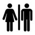 A man and a woman are standing next to each other in a bathroom.