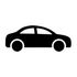 A black and white silhouette of a car on a white background.