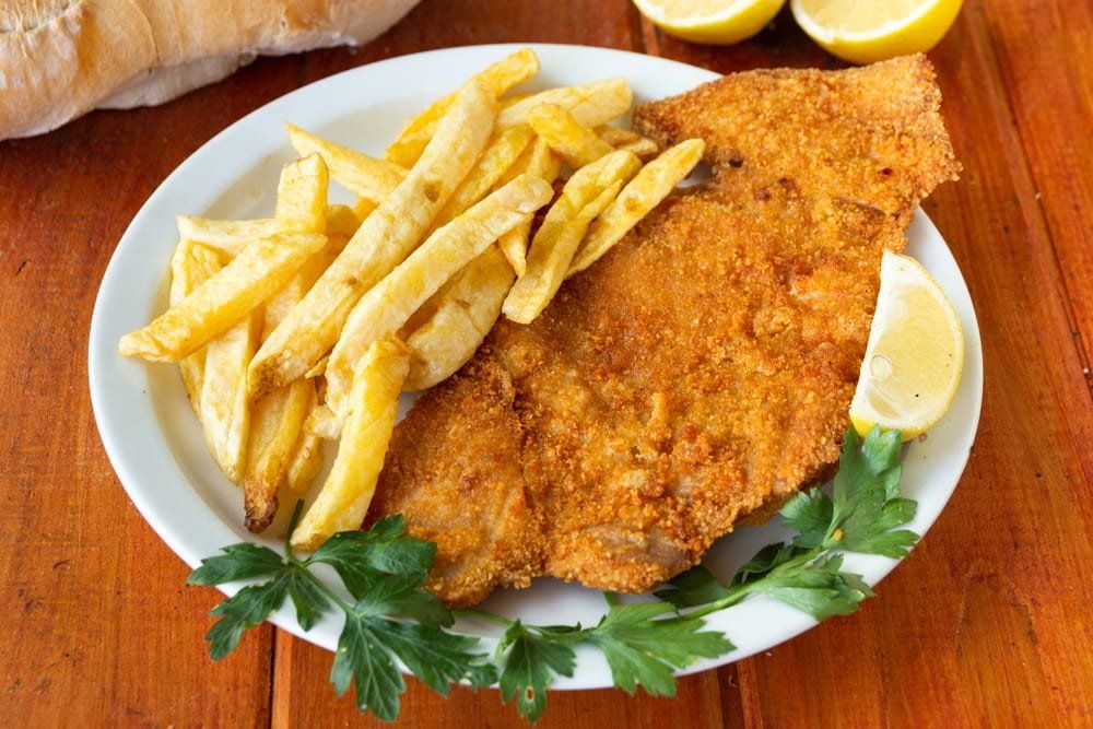 Fried Veal Milanesa With Potatoes — Pub In Bundaberg, QLD Fried Veal Milanesa With Potatoes — Pub In Bundaberg, QLD