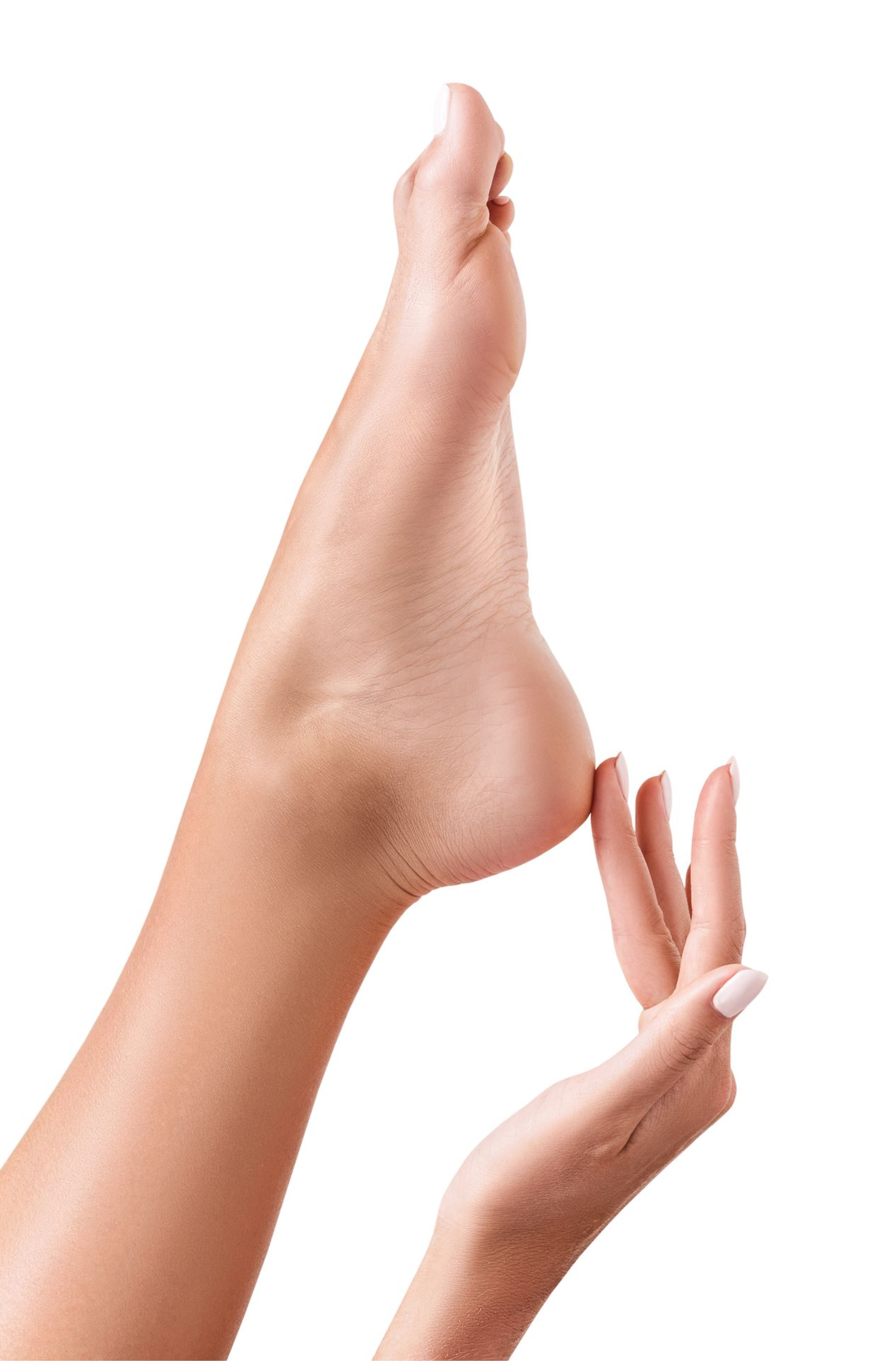 Zwei Hände in einer anmutigen Ballettpose vor weißem Hintergrund