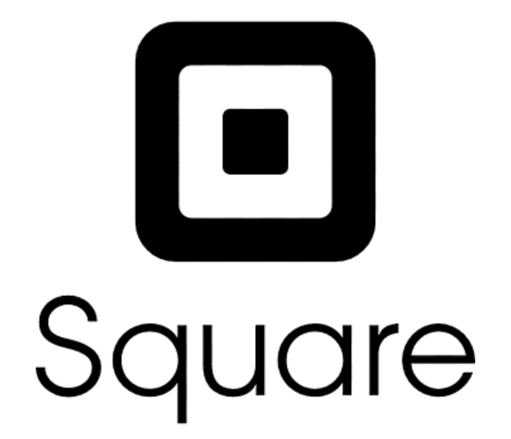 Square logo: Black square within a black square, atop the word 