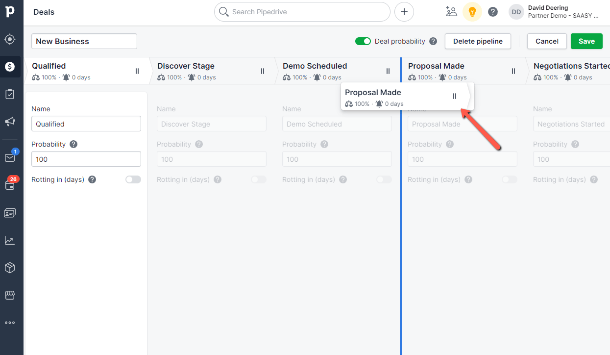 pipedrive drag and drop editing