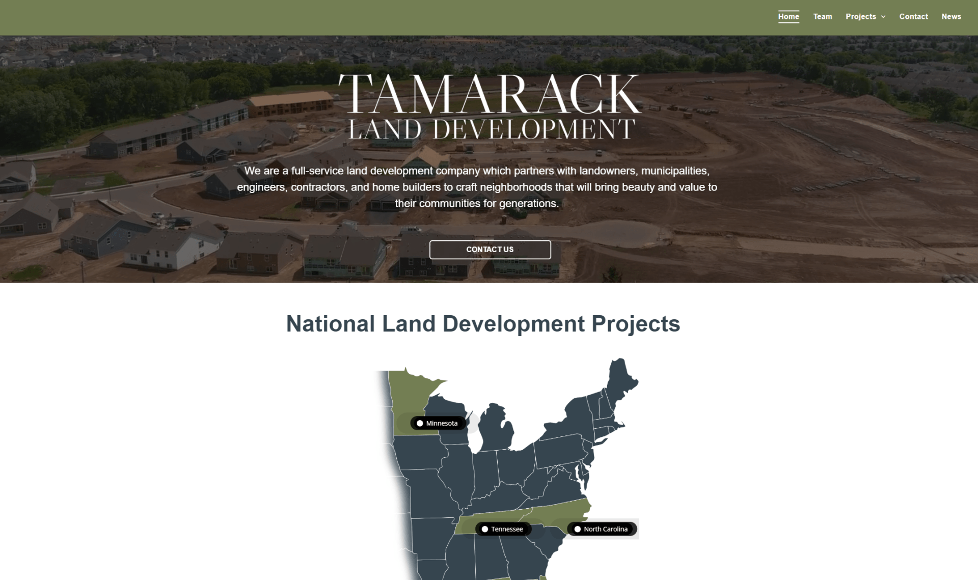 website design and development - tamarack land