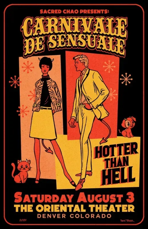 A poster for saturday august 3 at the oriental theater in denver colorado