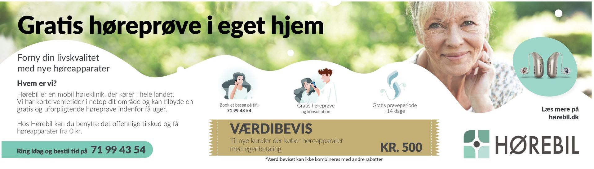 Et banner med en ældre kvinde, der taler i mobiltelefon