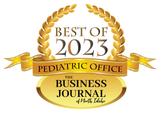 Gold laurel award badge reading “Best of 2023 Pediatric Office” from The Business Journal of Milwaukee
