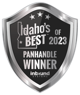 Silver-and-black award badge reading “Idaho’s Best 2023 Panhandle Winner” with Inbound Systems logo