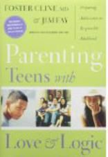 Book cover with lime-green background titled “Parenting Teens with Love & Logic” and small photos of teens and a parent.
