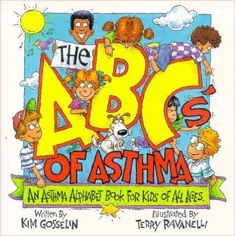 Illustrated book cover reading “The ABCs of Asthma” with colorful cartoon children around the title.