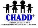 CHADD logo with black stick figures holding hands above blue CHADD text and ADHD subtitle