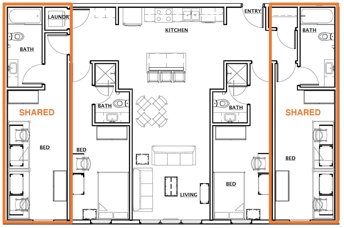 Quad B Bedrooms