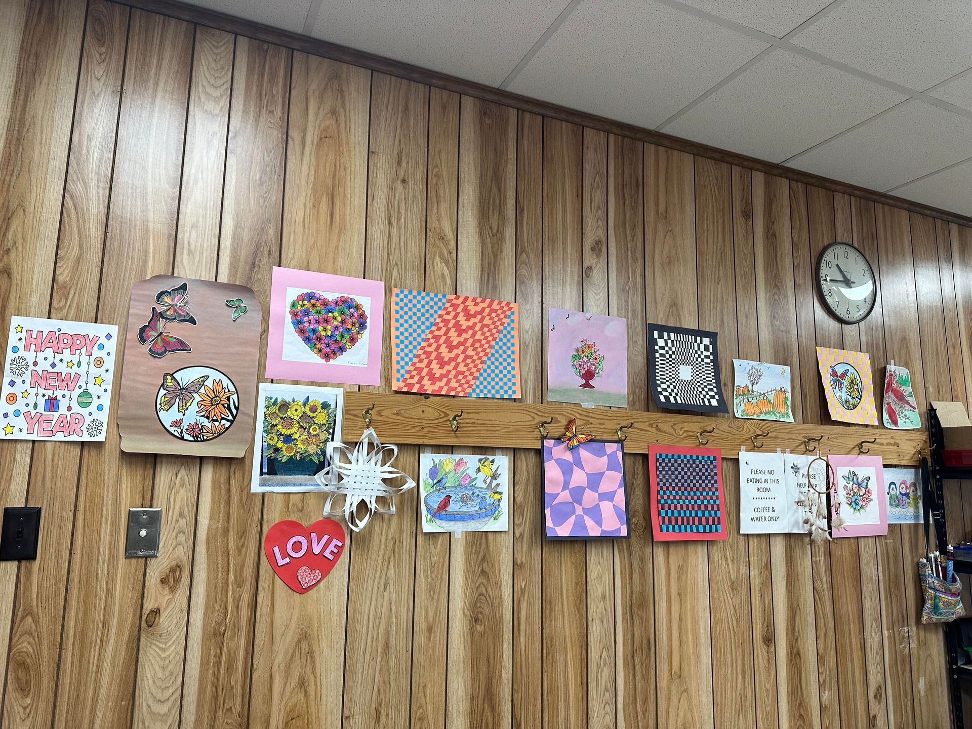 Artwork on wall at the Community Building
