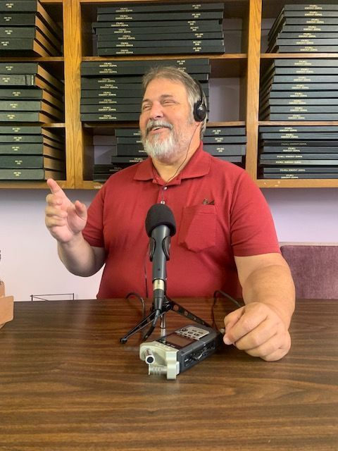 Steve Garrett recording his podcast Steve Garrett recording his podcast