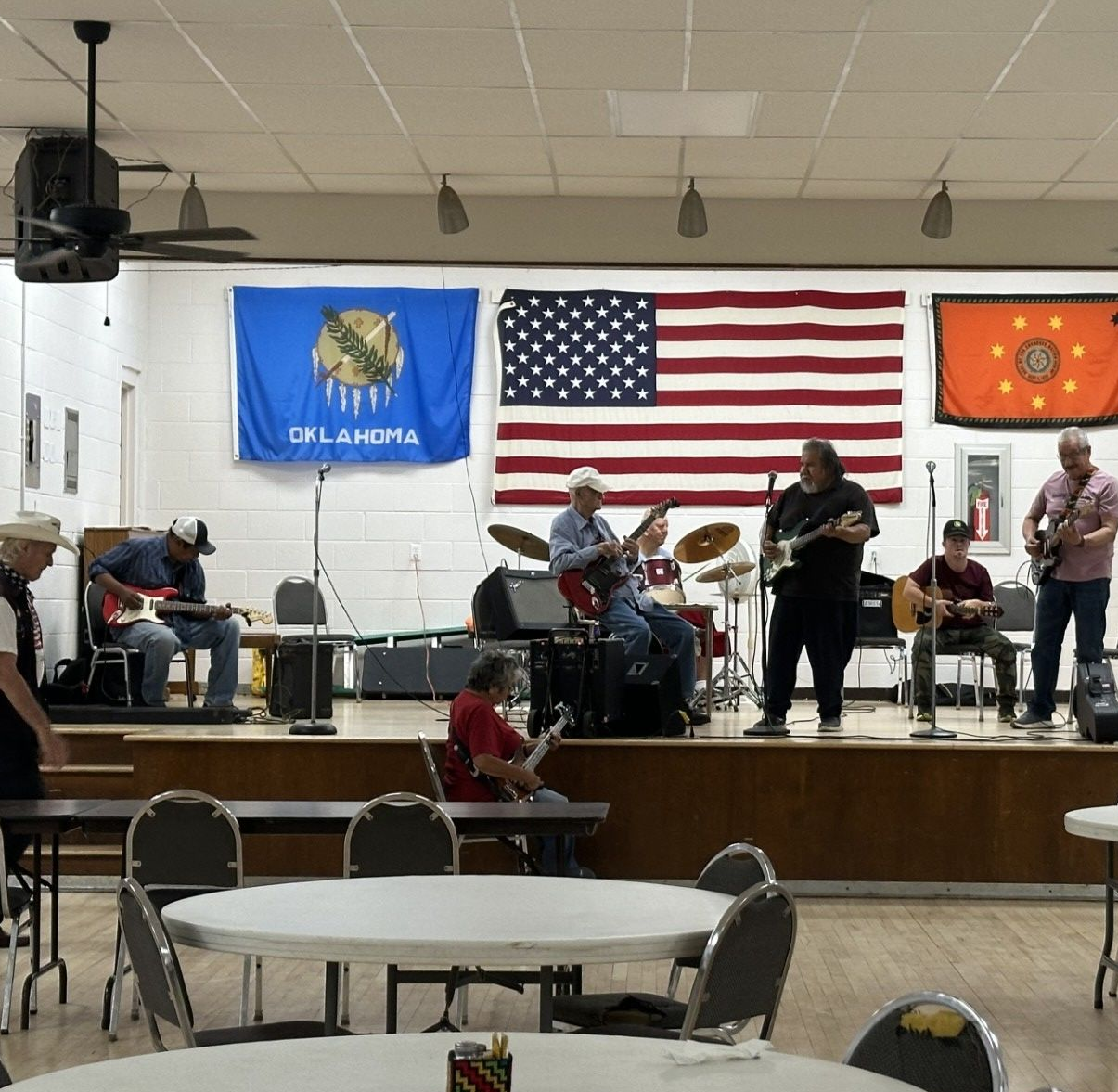 Senior citizens at the community building