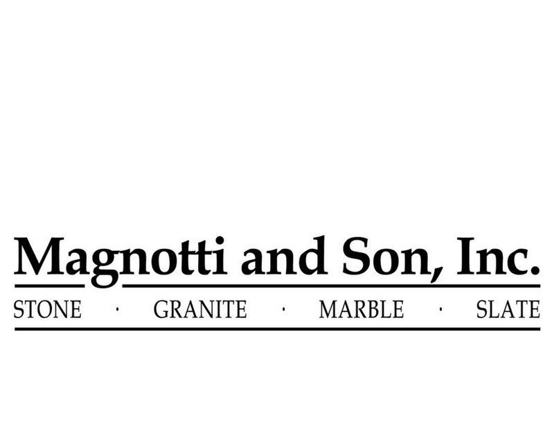 The logo for magnotti and son inc. is black and white.