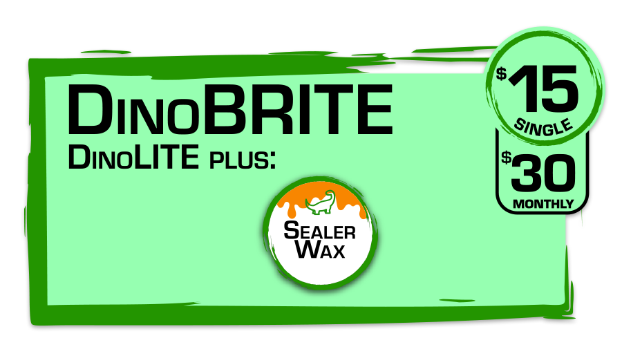 DinoBITE carwash package at Dino Clean Car Wash with sealer lava wax